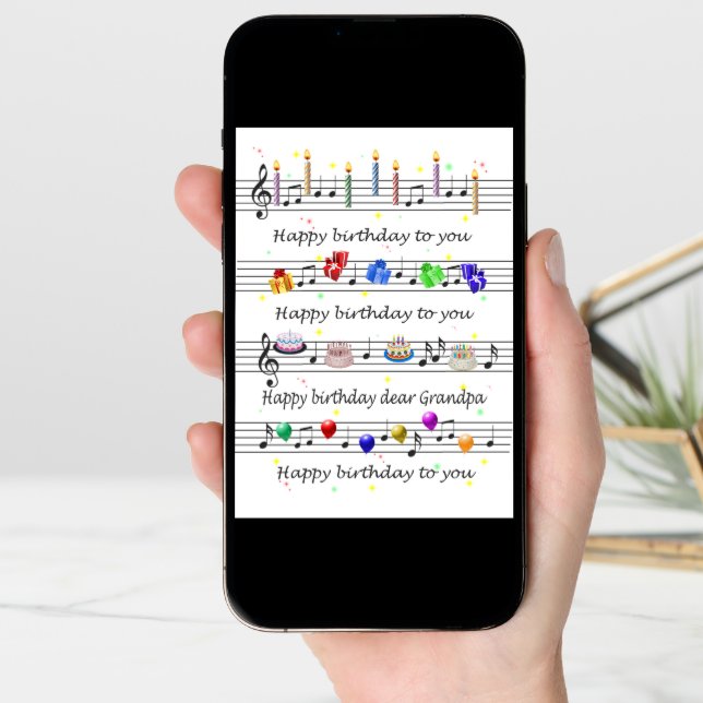 Grandpa Funny Happy Birthday Song Sheet Music (Front Digital)