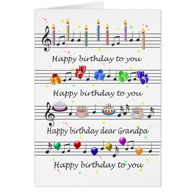 Grandpa Funny Happy Birthday Song Sheet Music (Front)