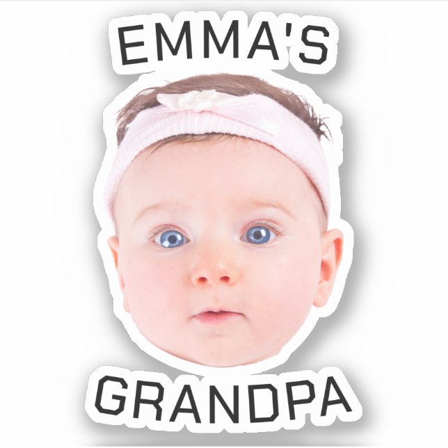 Grandpa Gift, Custom Baby Face, Photo Gift Sticker (Front)