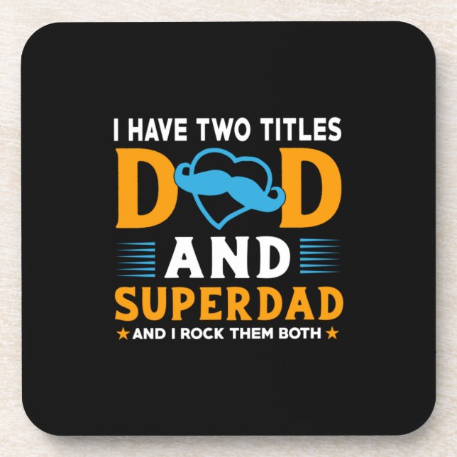 Grandpa Gift | Dad And Super Dad Beverage Coaster (Front)