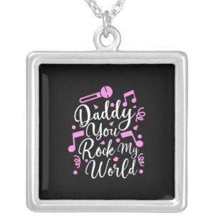 Grandpa Gift   Daddy You Rock My World Silver Plated Necklace