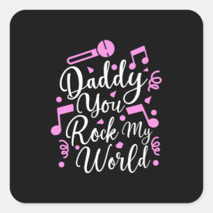 Grandpa Gift Daddy You Rock My World Square Sticker