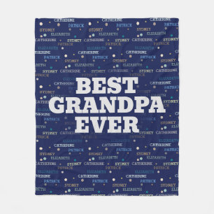 Grandpa Gift Grandchildren 3-4 Names Fleece Blanket