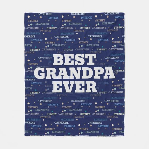 Grandpa Gift Grandchildren 3_4 Names Fleece Blanket