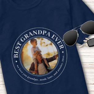 Grandpa Gift Love You Papa Best Grandpa Ever Photo T-Shirt
