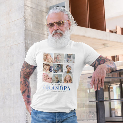 Grandpa Gift  Love You Papa Photo T_Shirt