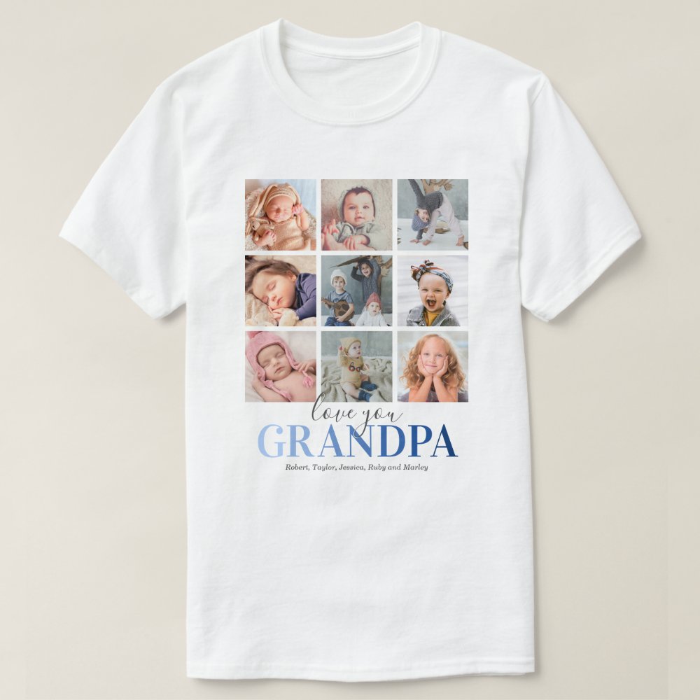 Grandpa Gift | Love You Papa Photo Custom T-Shirt