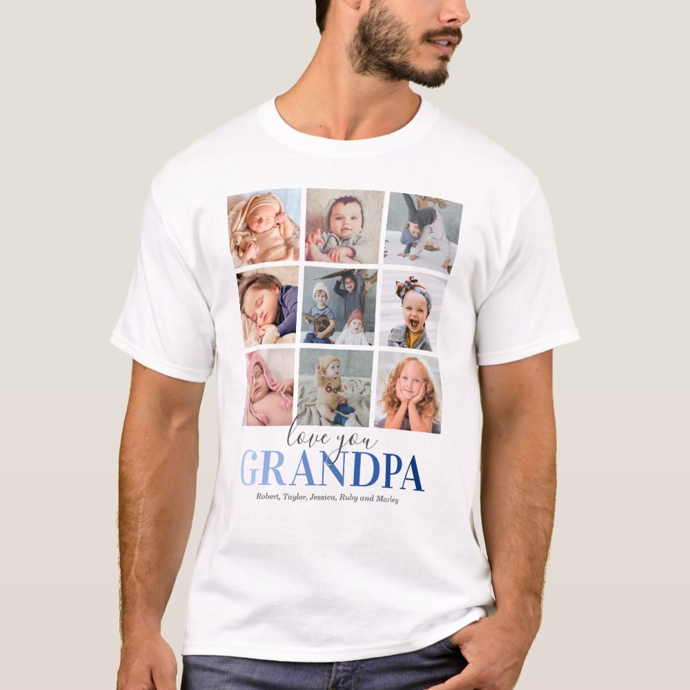 Grandpa Gift | Love You Papa Photo Custom T-Shirt