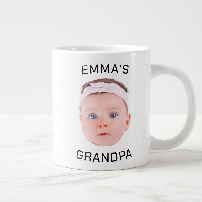 Grandpa Gift Mug, Custom Baby Face, Photo Gift Giant Coffee Mug (Right)