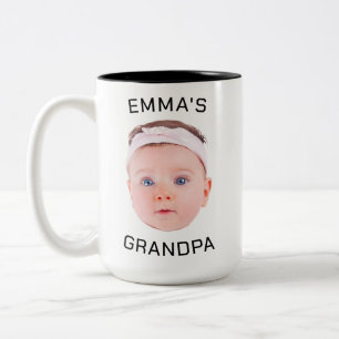 Grandpa Gift Mug, Custom Baby Face, Photo Gift Two-Tone Coffee Mug