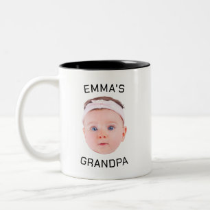 Grandpa Gift Mug, Custom Baby Face, Photo Gift Two-Tone Coffee Mug