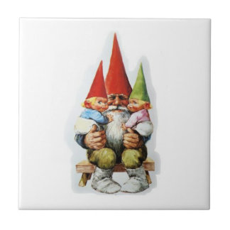 GRANDPA GNOME WITH BABY GNOMES CERAMIC TILE
