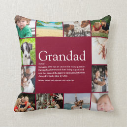 Grandpa Grandad Papa Definition 12 Photo Burgundy Throw Pillow