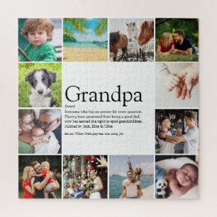Grandpa, Grandad, Papa Definition 12 Photo Collage Jigsaw Puzzle