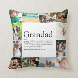 Grandpa, Grandad, Papa Definition 12 Photo Collage Throw Pillow
