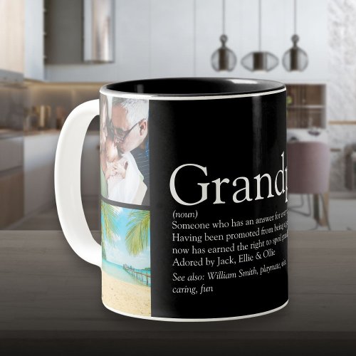 Grandpa Grandad Papa Definition 4 Photo Black Two_Tone Coffee Mug