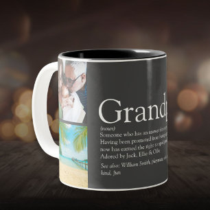 Grandpa Grandad Papa Definition 4 Photo Gray Two-Tone Coffee Mug