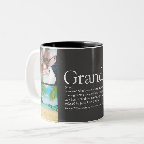 Grandpa Grandad Papa Definition 4 Photo Gray Two_Tone Coffee Mug
