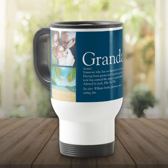 Grandpa Grandad Papa Definition Blue Fun Photo Travel Mug (Grandpa Grandad Papa Definition Blue Fun Photo Travel Mug)