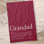 Grandpa Grandad Papa Definition Fun Burgundy Kitchen Towel<br><div class="desc">Personalise for your special grandpa,  grandad,  grandfather,  papa or pops to create a unique gift for Farther's day,  birthdays,  Christmas or any day you want to show how much he means to you. A perfect way to show him how amazing he is every day. Designed by Thisisnotme©</div>