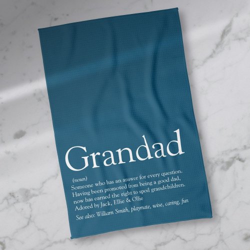 Grandpa Grandad Papa Definition Modern Blue Kitchen Towel