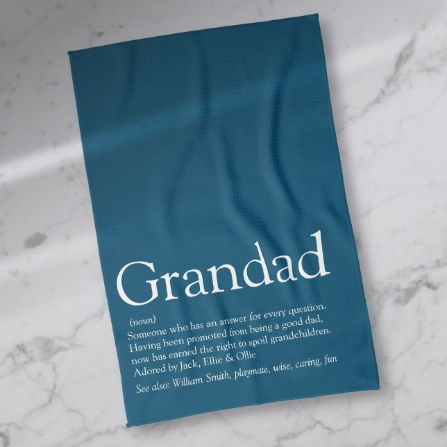 Grandpa Grandad Papa Definition Modern Blue Kitchen Towel (Grandpa Grandad Papa Definition Modern Blue Kitchen Towel)