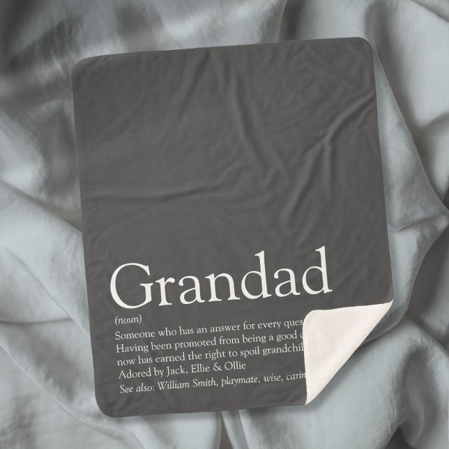 Grandpa Grandad Papa Definition Modern Fun Gray Sherpa Blanket (Grandpa Grandad Papa Definition Modern Fun Gray Sherpa Blanket)
