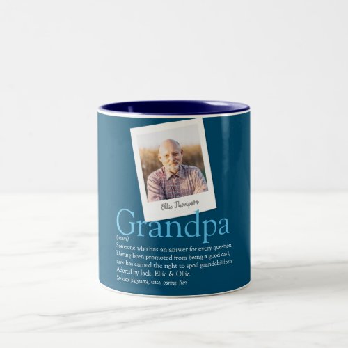 Grandpa Grandad Papa Definition Photo Blue Two_Tone Coffee Mug
