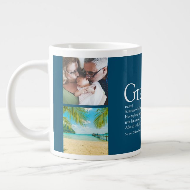 Grandpa Grandad Papa Definition Photo Collage Giant Coffee Mug (Left)