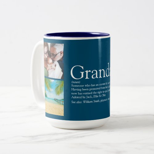 Grandpa Grandad Papa Definition Photo Collage Two_Tone Coffee Mug