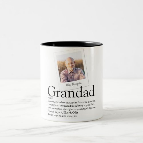 Grandpa Grandad Papa Definition Photo Two_Tone Coffee Mug