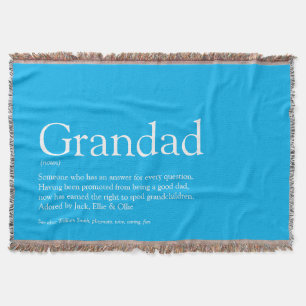 Grandpa Grandad Papa Definition Sky Blue Throw Blanket