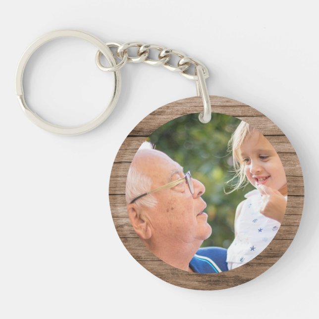 Grandpa Grandchildren Create your own Photo wood Keychain (Front)