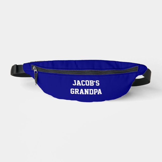 Grandpa Grandchild's Name Father's Day Blue Fanny Pack (Front)