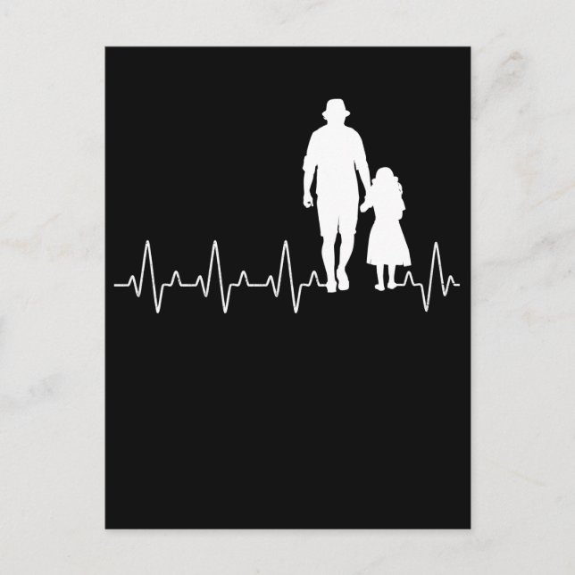 Grandpa Granddaughter Heartbeat Granddad Grandkid Postcard (Front)