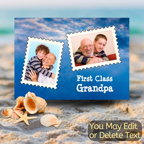 Grandpa Grandfather First Class Grandpa Text Photo Card
