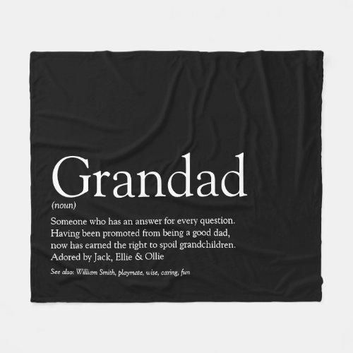 Grandpa Grandfather Grandad Definition Fleece Blanket