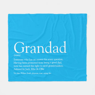 Grandpa Grandfather Grandad Definition Sky Blue Fleece Blanket