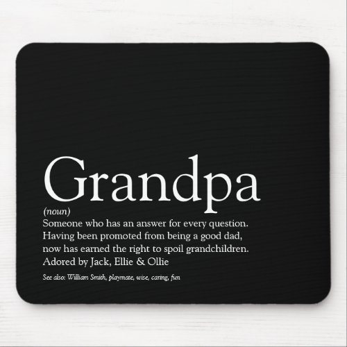 Grandpa Grandfather Grandad Papa Definition Black Mouse Pad