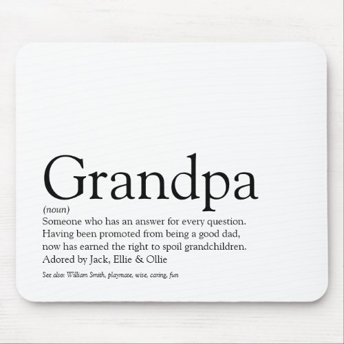 Grandpa Grandfather Grandad Papa Definition Fun Mouse Pad