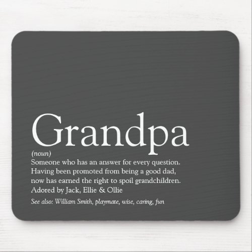 Grandpa Grandfather Grandad Papa Definition Gray Mouse Pad