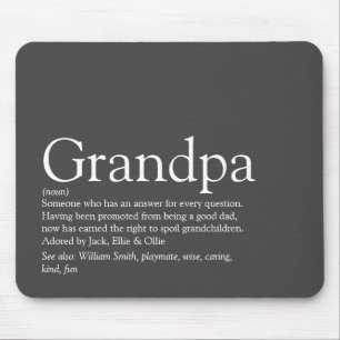 Grandpa Grandfather Grandad Papa Definition Gray Mouse Pad