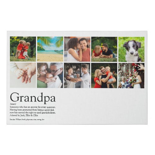 Grandpa Grandfather Grandad Papa Photo Collage Faux Canvas Print