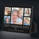 Grandpa Grandfather Grandchildren Photo Collage Plaque<br><div class="desc">Simple and clean design lets your family photos shine on this Best Grandpa Ever plaque. A large photograph in the center with two smaller photos on either side let you insert your own photos easily. Best Grandpa Ever is written below in a modern font. Two lines below let you complete...</div>