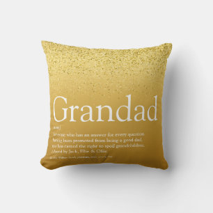 Grandpa, Grandfather, Papa Definition Gold Glitter Throw Pillow