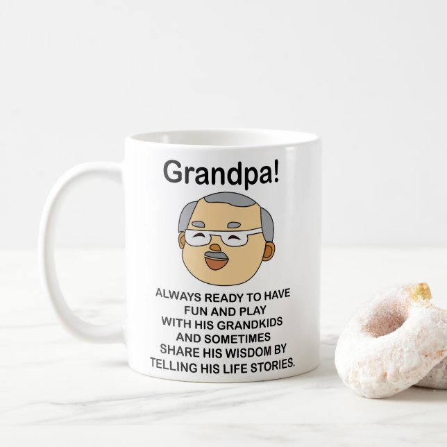 Grandpa Grandfather Quote Birthday Coffee Mug (With Donut)