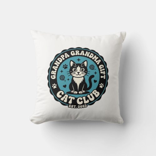 Grandpa Grandma Cat Gift Pet Lover Shirt Art - Gra Throw Pillow
