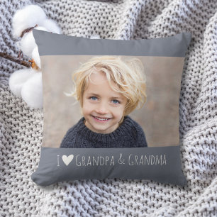 Grandpa Grandma I Love You Minimal Photo Throw Pillow