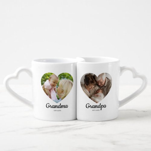 Grandpa grandma photo  coffee mug set