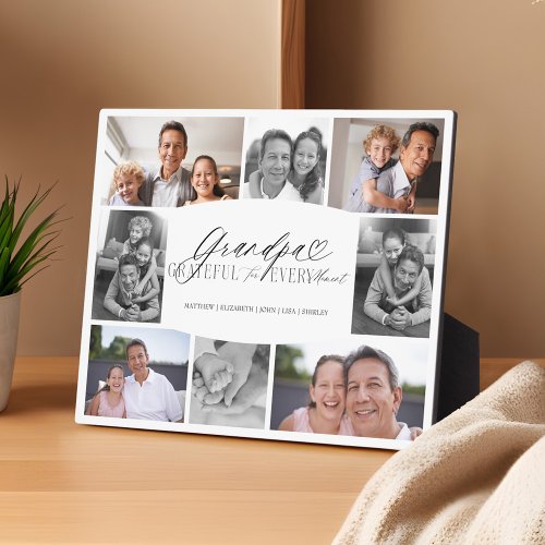 Grandpa Grateful for Every Moment Photo Collage Plaque
